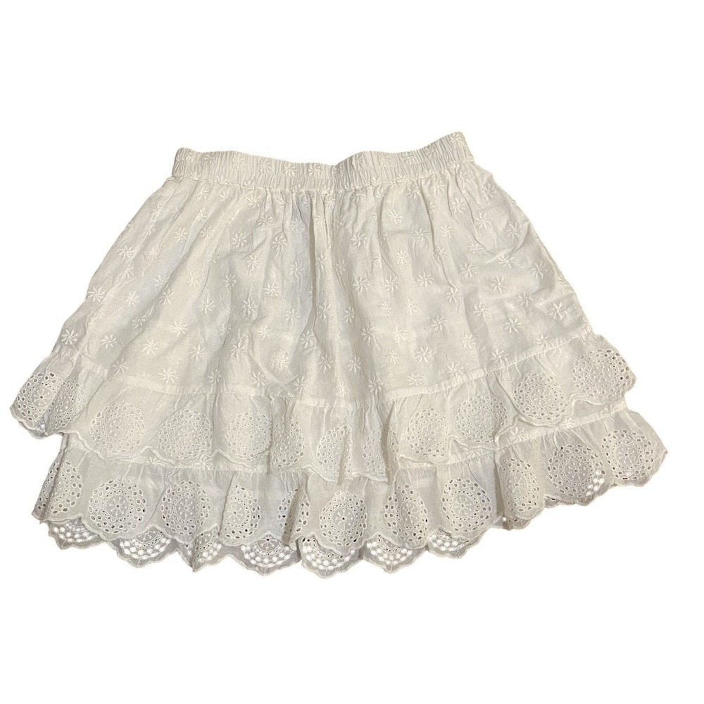 Gap Women's White Eyelet Lace Tiered Mini Skirt Size Small